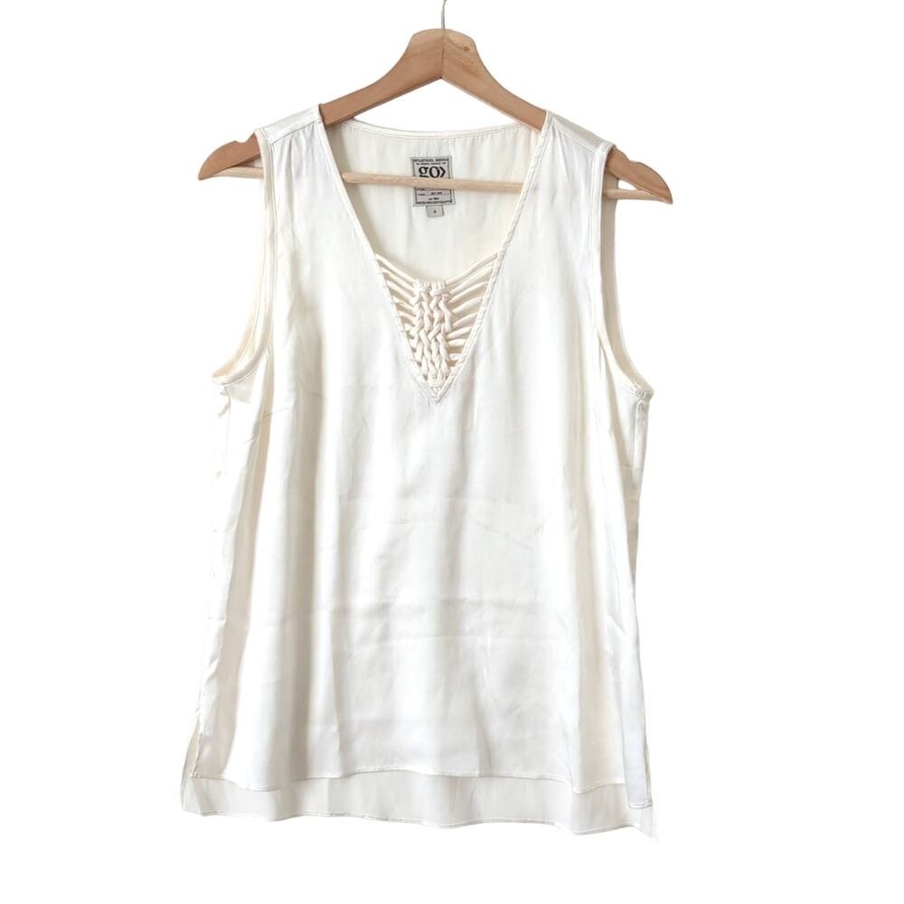 GoSilk Go Women's Washable Silk Tank Top Cream Soft White Size Small Excellent S